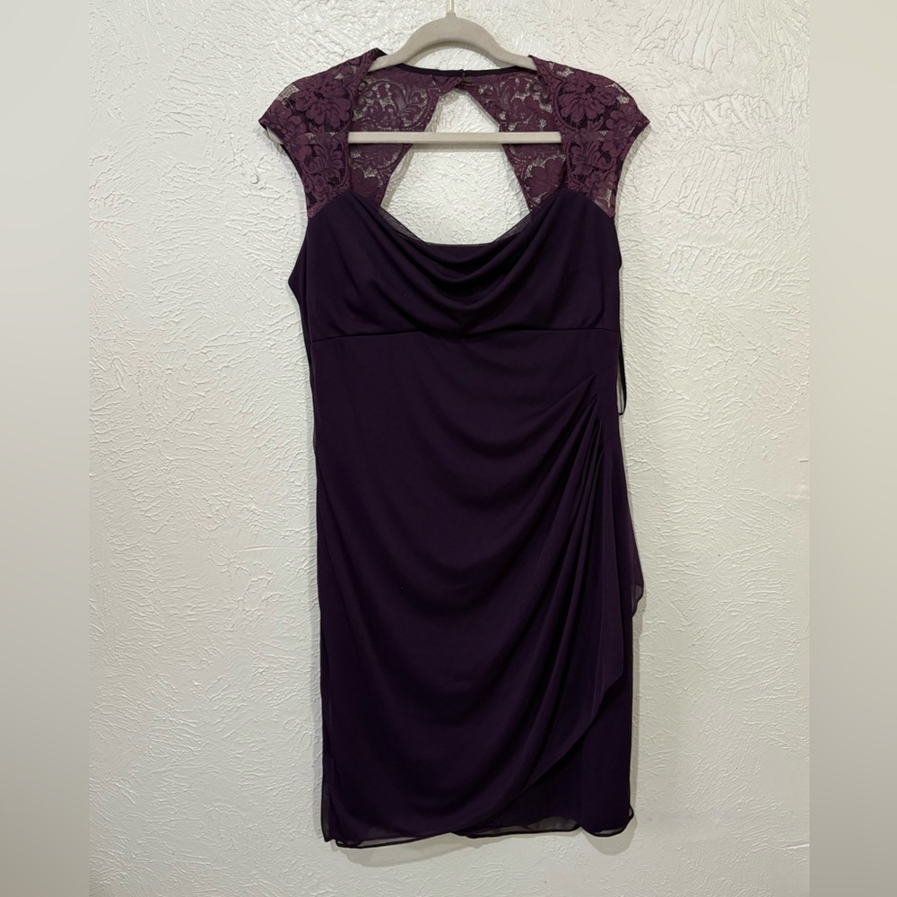 Xscape Vintage Deep Purple Lace Dress